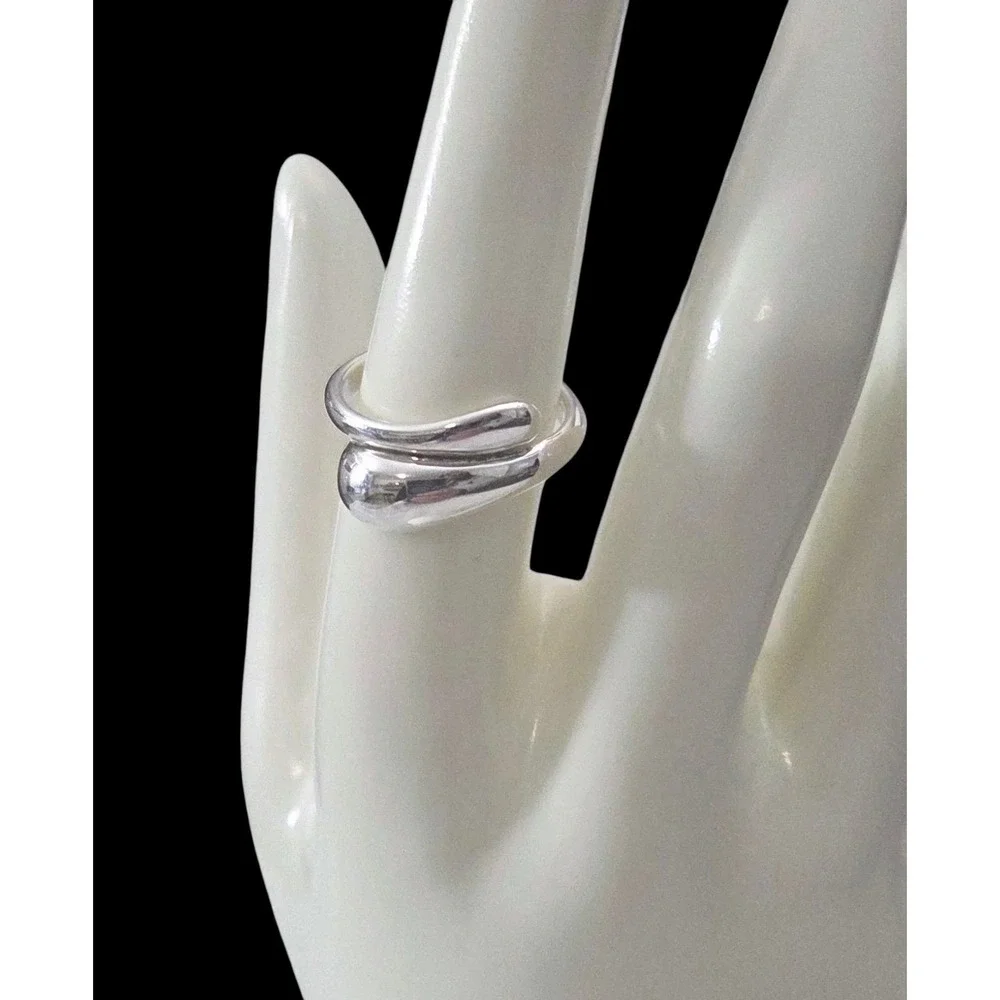 Teardrop Elsa Style Design Sterling‎ Silver 925 Signed Ring- Size 7.5